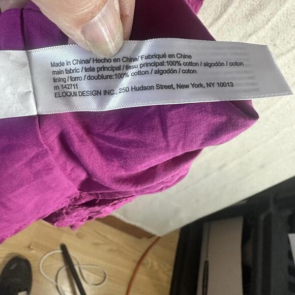 Eloquii Fuscia Eyelet Lace Tiered Dress Cotton  Puff Sleeve Peasant S 22 NWT - Picture 7 of 13